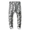 Mode streetwear snakeskin print jeans män elastiska denim byxor byxor hip hop casual byxa vit smal passform bp015 män