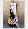 Women Sundress Summer O Neck 3D Sexy Dresses Plus Size 5XL Casual Linen Loose Sleeveless Printed Long Maxi Dress 210522