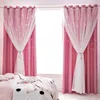 Hollow Star Double Layer Blackout Curtain For Bedroom Kids Girl White Sheer Window Curtain For Living Room Window Treatments 210712