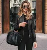 Moda-Mulheres Jaqueta de Couro Streetwear Motocicleta Zipper Clássico Mulher Jaquetas Outono Plus Size Básico Rock Feminino Casaco Curto Casaco Casaco