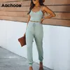 Kvinnor Tracksuits Fashion 2 Piece Set Kvinna Kort Camisole Topp Sats Lång Jogger Byxor Solid Casual Ladies Outfits 210413