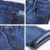 Katoen nieuwe zakelijke heren klassieke denim jeans zwart blauw zomer lente slanke broek broek hoge stretch mode mager mannelijke broek 210330