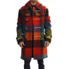 Men's Trench Coats 2021 Winter European And American Fashion Button Long-sleeved Plaid Coat Personality Trend Street Woolen