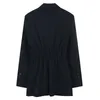 Femmes Black Big Size Office Lady Blazer Abloched Notched Sleeve Loose Fit Jacket Fashion Tide Spring Automne GX371 210421