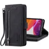 New 9 Cards Zipper Flip Leather Case 12 11 Pro SE 2020 10 X 6 6s 7 8 Plus XR XS Max Wallet Book Phone Cases