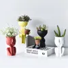 Creative Art Portrait Sculpture Vase Flower Garden Storage Abstract Character Succulents Plant Pot Micro Landscape Decor 210401