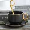 Reusable Creative Coffee Mug Set With Saucers Ceramic Classic Personality Fashion Copos Personalizado European Cup BD50CS Cups &