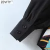 Camicetta grembiule nera patchwork stampa catena vintage donna Camicie kimono manica lunga donna Chic Blusas Top LS7672 210416