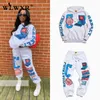 WLWXR Tracksuit Letter Graphic Print Loose Long Sleeve Hoodie Women Sweatsuits 2 Two Piece Sets Women Outfits Matching Set 2020 X0428