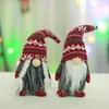 Christmas decorations standing knitting snowflake heart hat faceless Santa Claus forest doll X'mas ornament with long braided hair beard size 28*11cm