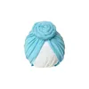 A898 Europe infantile bébé chapeau fleur noeud chapeaux enfant en bas âge couleur unie coton bonnets Turban chapeaux enfants cheveux accessoires