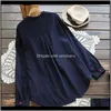 Kleding Apparel Drop Levering 2021 Collectie Plus Size Lange Mouwen Blouses Mode Vrouwelijke Losse Katoen Linnen Blouse Shirts Tops Casual Pure CO