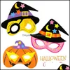 Festliche Lieferungen Hausgarten Halloween Papiermaske Cartoon Kinder Maskerade Auge Karneval Party Fledermaus Hexe Pirat SKL Kürbis Masken Drop D