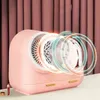 Boîte de rangement de maquillage de haute qualité LED lumière avec ventilateur maquillage organisateur tiroir bureau soins de la peau rouge à lèvres cosmétique boîte de beauté 211102