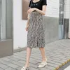 Mode sommar kjol A-Line Long Vintage Pattern Polyester Elastic S för kvinnor Hög midja kläder s S 210604