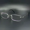 2022 Factory Wholesale High Quality Luxury Rimless Clear Eye Frames Mens Transparent Optical Spectacles Metal Deisgner Eyewear Fill Prescription