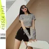 Short t shirt for women summer korean style tight letter printed short sleeve slim crop top trendy streetwear 210608