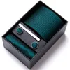 Coffret cadeau personnalisé pour hommes, ensembles de boutons de manchette Hankie, vêtements de cou, cravates Paisley rayées, pour fête de mariage