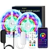 12V Tuya WiFi 컨트롤러 회전 쫓기 RGB 5050 2811 RGB LED 스트립 라이트 음악 동기화 스트립 Alexa Google 5-10m 전체 세트