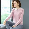 Sueter Mujer Kadın Kazak Ve Kazaklar Ekose Cep Patchwork Örme Kazak Boy Bej Süveter Gevşek Tops 210604