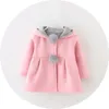 Inverno Primavera Neonate Principessa Cappotto Giacca Coniglio Orecchio Felpa con cappuccio Capispalla casual per ragazza Abbigliamento per neonati 210317