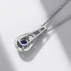 925 Sterling Silver Smycken Halsband för kvinnor Lås Design Sapphire Gemtone Hänge Halsband Klassisk Bröllop Gåvor XDZ014