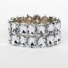 Cute Female Crystal Rhinestone Bangle Silver Color Big Wedding Bracelets Bangles for Women 2019 Fashion Valentine's Day Gifts Q0719