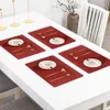 Set of4 / 6/8/10 Placemat Faux Läder Polyester PVC Placera Mat för hembord Kök Plain Stain-Resistant Juldekorationer 210706