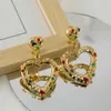 Ingelegde kleurrijke kristal hartvormige hoge kwaliteit prachtige stijl oorbellen vrouwen 2021 populaire ontwerp huwelijksgeschenk
