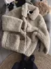 Kadın Kürk Faux Qian Meixi Mizaç Kuzu Yün Ceket Kore Gevşek Kısa Sıcak Üst Kış