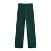 Pantaloni da donna Moda a vita alta Bottiglia verde sciolto Abito lungo Pantaloni casual da donna a gamba larga 211118