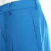 High Waist Blue Brief Pleated Long Wide Leg Trousers Straight Pants Women Fashion Tide spring Color 1Z824 210421