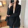 Kvinnors kostymer Kvinnor Stylish Black Suit Ol Slender Elegant High Quality Solid Thin Women Loose Office Lady All-Match korta blazrar