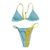 Costumi da bagno da donna Bikini sexy Set a righe Stampa con lacci Gamba alta Costume da bagno a due pezzi Bikini Mujer Ropa Verano 2021 Spiaggia