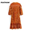 Bohemian Printed Mini Dress Women Holiday Style Ruffle Short Sleeve Dresses Vintage A Line Beach Sundress Vestidos Mujer 210413