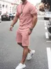 Мужские трексуиты 2021 летние мужчины повседневные шорты наборы с коротким рукавом футболка + шорты сплошной мужской спортивный комплект бренда одежда 2 шт.