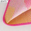 Zevity女性のシックな色のマッチ幾何学的な編み物のホルターキャミスタンクハイストリートレディース夏の背中のレースアップクロップトップスLS9427 210625