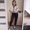 REALEFT Autumn Winter Black Faux Leather Women Pants Elastic Waist Female PU Harem Streetwear Trousers 211115