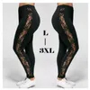 Vrouwen Leggings Plus Size L-3XL Sexy Dames Kant Broek Sheer Bloemen Print Elastane Holle Vrouwelijke Kleding 210522