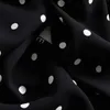 높은 허리 큰 크기 쉬폰 와이드 레 다리 바지 여성의 블랙 봄과 여름 웨이브 도트 인쇄 드레이프 스트레이트 캐주얼 210925