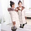Zima Dziewczyna Kurtka Zagęszczona Coat Children Bawełny Wyściełane Odzież Długość Zagęścić Parka Płaszcz Faux Futro Outerwear Kid 211203
