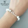 Perlenstränge, individueller Namensschild-Charm, türkisfarbene Perlen, Damen und Mädchen, einzigartige Mode, personalisiert, Pulseras Mujer Moda 2022, Hochzeit, Verlobung, G