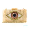 Designer-Evening Bags Women Small Mini Flap Shell PVC Box Clutches Purse Pearl Champagne Color Acrylic Evil Eye Patchwork Handle Bags