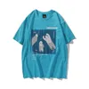 IDEEFB Summer Print T-shirt męska Koreański Okrągły Neck Loose Krótki rękaw T-shirt Topy Pary Pół Rękaw Odzież Mężczyzna 9Y5162 210524