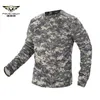 Taktyczne Wojskowe kamuflaż T Shirt Mężczyźni Oddychająca Szybka Sucha Sucha bojowa Armia Full Sleeve Outwear Koszulka dla mężczyzn S-3XL 210707