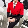Terno 2021 Cuciture a contrasto di colore Mens Party Streetwears Uomo Slim Suit Stage Tuxedo Designer doppio petto Abiti da uomo Blazer