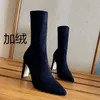 Laarzen schoenen laarzen-vrouwen winterschoenen luxe ontwerper 2021 dames rubber midden kalf hoge hak mode herfst punty rome kudde
