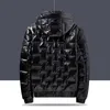 Winter Men's Hooded Parkas Windbreaker Fashion Thermal Coats Mens Thick Warm Glossy Black Jackets Brand Outwear Men Clothing 6XL 210818