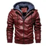 Men's Jackets Fashion Motorcycle Leather Jacket Men Removable Hood Autumn Winter PU Warm Coat Male Outwear Size S-4XL