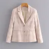 Chic xadrez manga comprida mulheres blazer jaqueta solteira senhoras de escritório casual streetwear feminino outwear tops casaco 210430